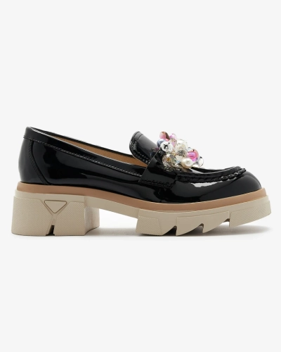 Livia Elegante - Schwarze Luxus-Mokassins mit flachem Absatz