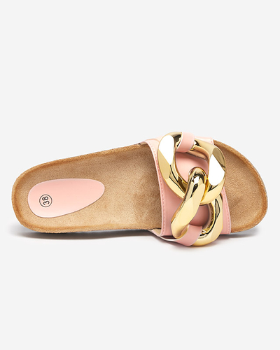 Rosafarbene Damenhausschuhe mit Sofig-Footwear-Dekor