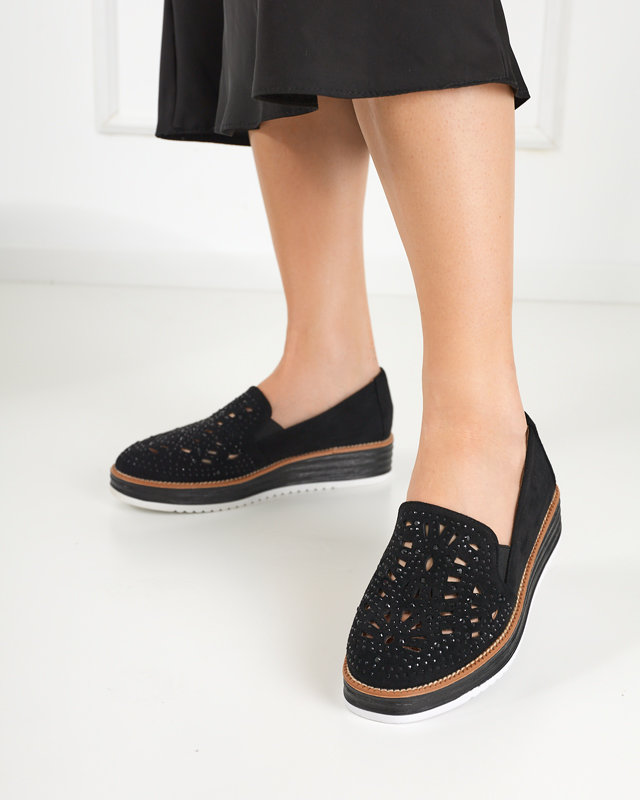 OUTLET Schwarze Damenschuhe mit Zirkonia Lamsiou - Schuhe