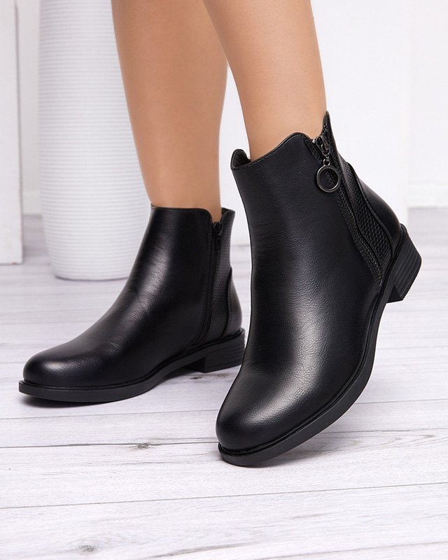 Schwarze Damenstiefel a'al Chelsea Boots mit Prägung Lodik - Schuhe