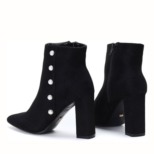 Чорні черевики з перлами на високій стійці Майя - Взуття