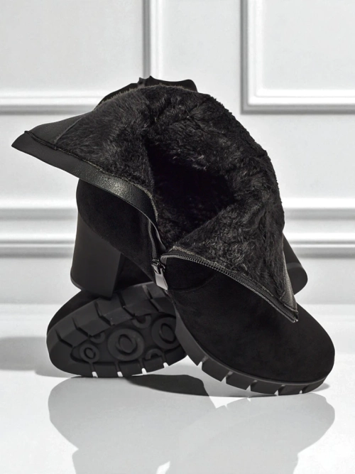 Жіночі ботильйони еко замшеві на підборах-стовпчику RuneFlicker