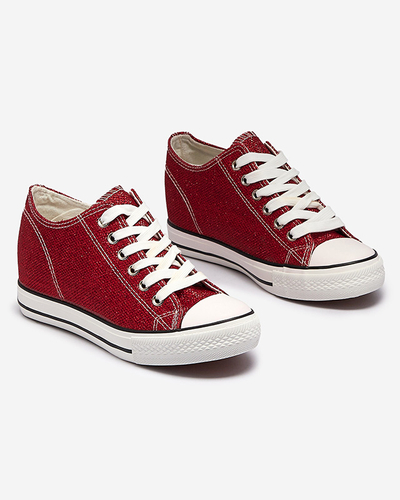 Rote Damen-Sneakers auf einem versteckten Anker mit glänzendem Faden Seggat- Footwear
