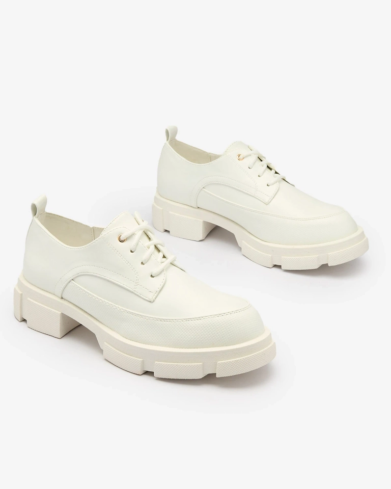 Royalfashion Weiß Damen feste Sohle Trendy Chunky Halbschuhe