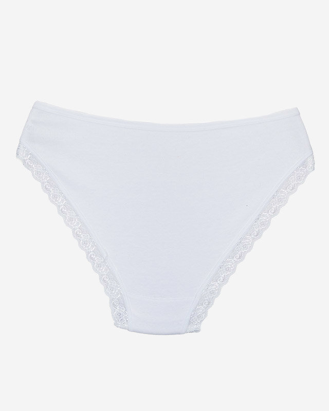 Damenslip aus weißer Baumwolle mit Spitze - Unterwäsche
