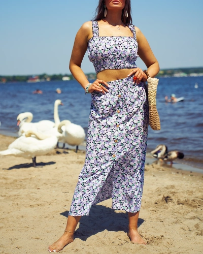 Фіолетовий жіночий комплект Royalfashion з квітковим принтом