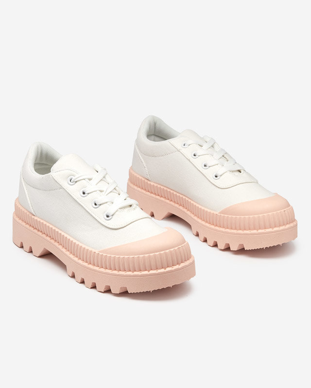 Damen-Sneaker in Weiß mit pinkfarbener Comp-Sohle - Schuhe