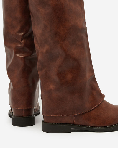 Royalfashion Braune Damenstiefel mit verstecktem Anker Dibisad