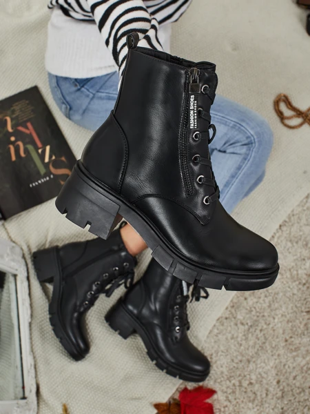 Öko-Leder Schnürstiefeletten für Damen Nomelira