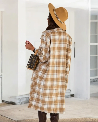 Royalfashion Karierter Damenmantel
