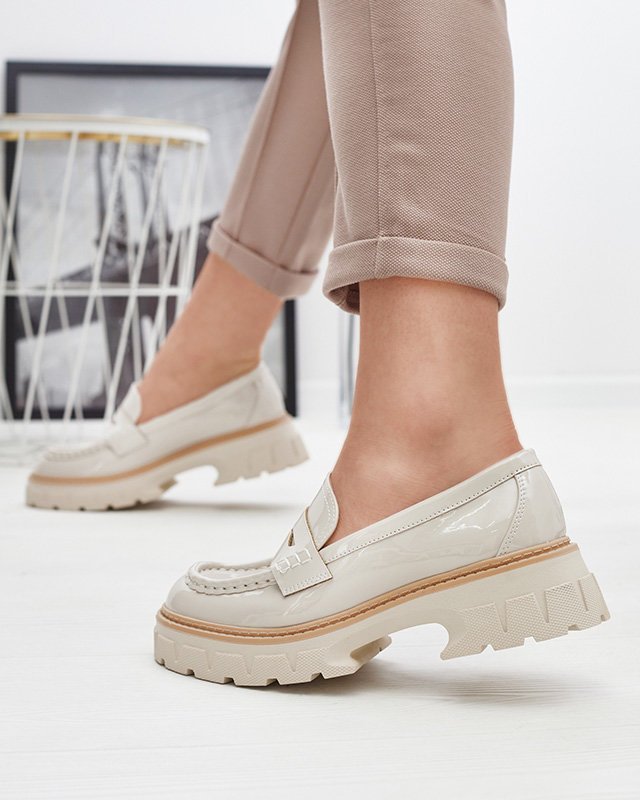 Beige lackierte Mokassins für Damen Mewira - Footwear
