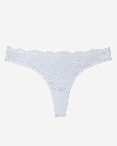 Жіночі білі бавовняні трусики стрінги з мереживом - Білизна