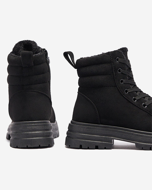 Жіночі утеплені черевики-трапери чорного кольору Tivica - Взуття