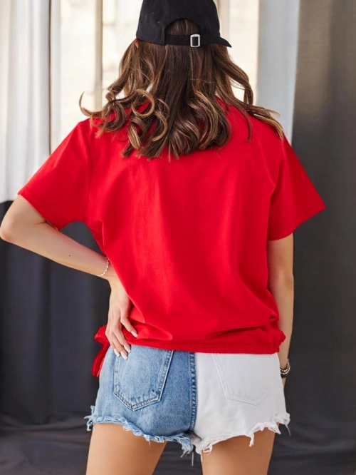 Royalfashion Жіноча бавовняна футболка LOVE з стразами