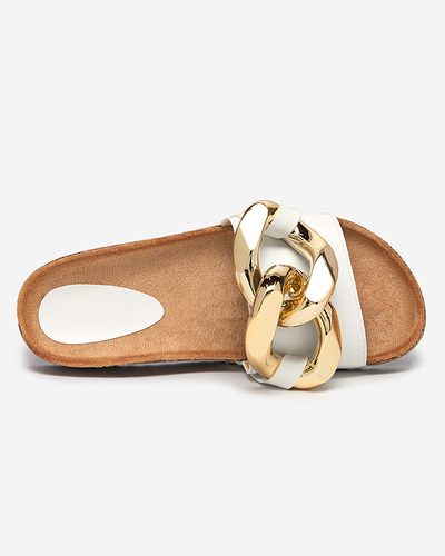 Athenis Bianco Damen Sandalen Royalfashion – Öko-Leder, goldene Kette