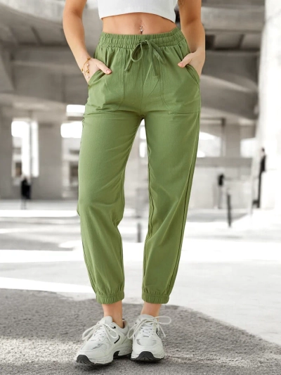 Damen Joggery Hose Flora Hellgrün 100% Baumwolle Bequem