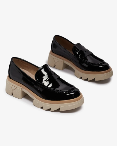 Schwarze Damen Mokassins aus Öko-Lackleder Sepop- Footwear