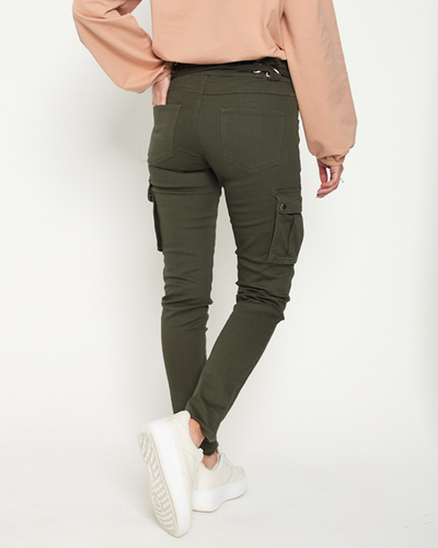 Dunkelgrüne Damen-Cargohose - Kleidung