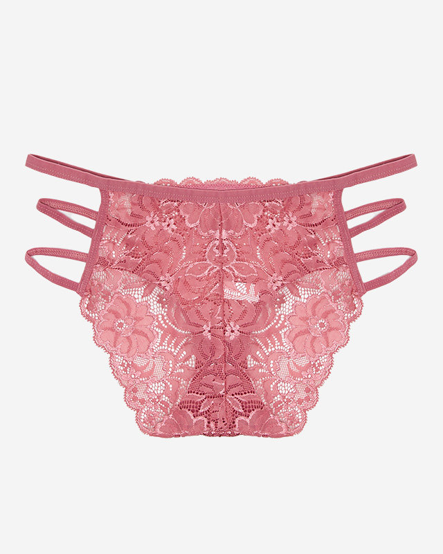 Dunkelrosa Spitzenslip mit Streifen für Damen - Unterwäsche
