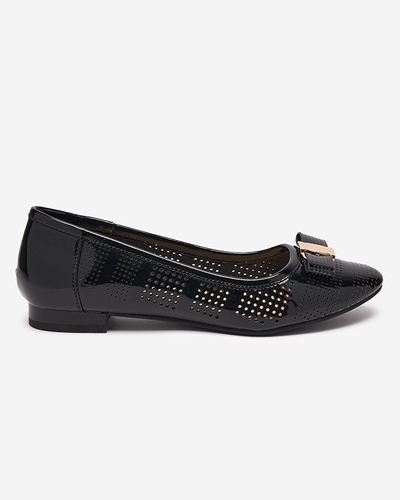 Schwarze durchbrochene Ballerinas für Damen mit Schleife Rumac - Schuhe