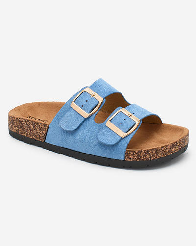 Royalfashion Blaue Damen Flip-Flops mit Schnallen Foumy