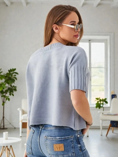 Royalfashion Жіночий в'язаний светр з віскози з короткими рукавами