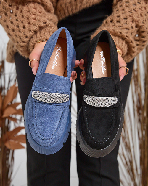 Жіночі мокасини з екозамші Royalfashion синього кольору Qometa