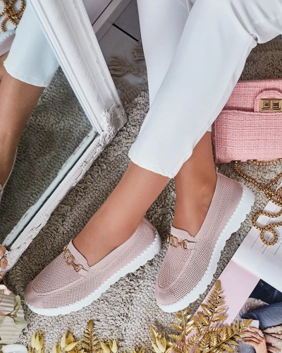 Royalfashion Жіночі тканинні мокасини із золотим декором Erticae