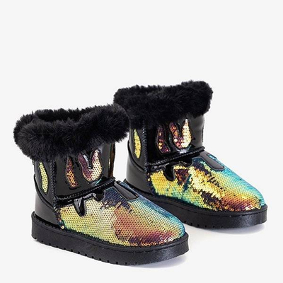 OUTLET Schwarz-goldene Kinderschneeschuhe mit Pailletten Minniq - Footwear