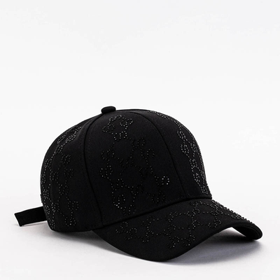 Schwarze Damen-Baseballmütze mit Zirkonia - Accessoires