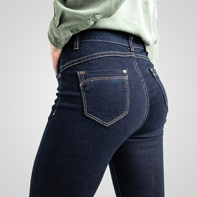 Dunkelblaue Hose mit hoher Taille - Hose 1