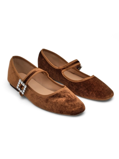 Royalfashion Жіночі балетки вельветові з пряжкою та ремінцем Enribes