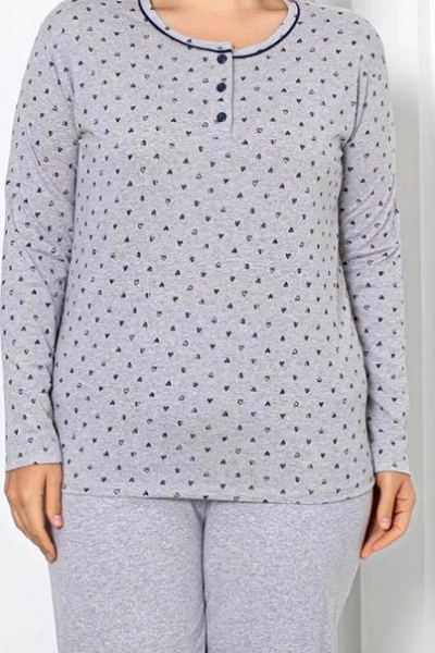 Royalfashion Damen Baumwolle 2-teiliger Schlafanzug im Herzdesign XXL