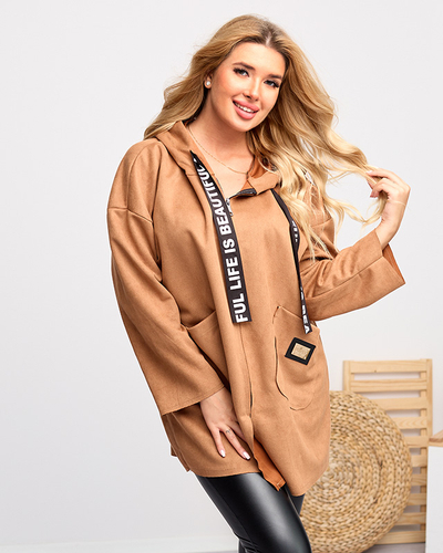 Braune Öko-Wildlederjacke für Damen - Kleidung