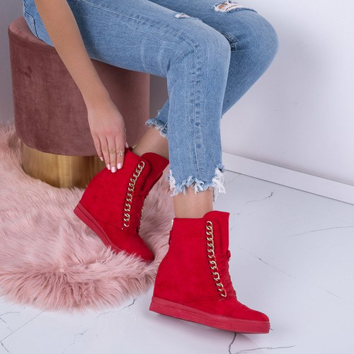 Czerwone sneakersy na koturnie Tirana - Obuwie