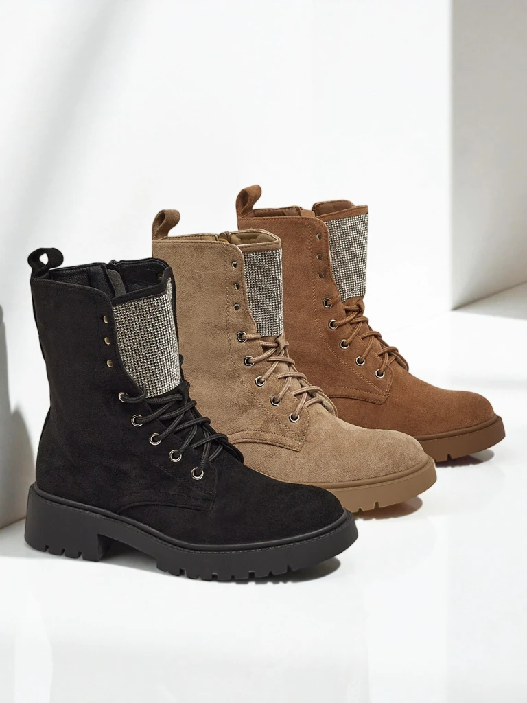 Ökologische Wildleder-Schnürstiefeletten für Damen Ferlyne