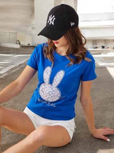 Royalfashion Damen Baumwoll T-Shirt Bunny Say Be Real