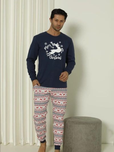 Royalfashion Weihnachts-Herrenbaumwollpyjama 2-teilig Frohe Weihnachten