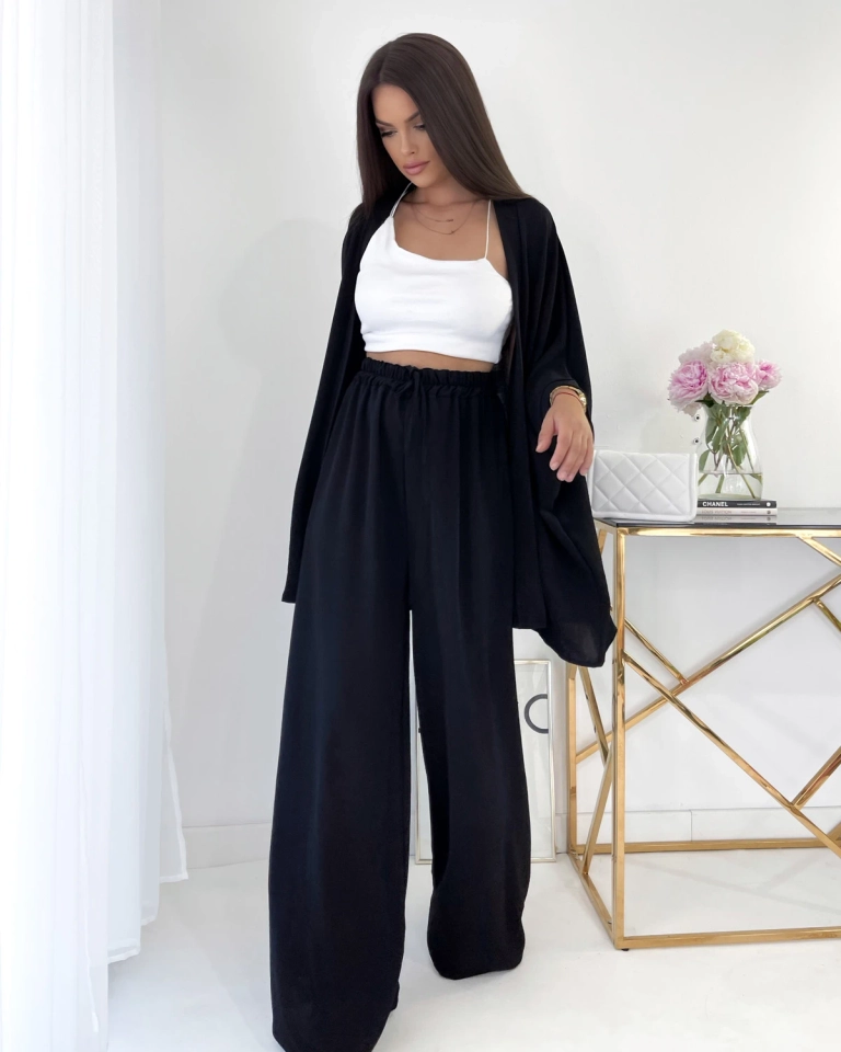 Royalfashion Schwarzes Damen Freizeit-Set