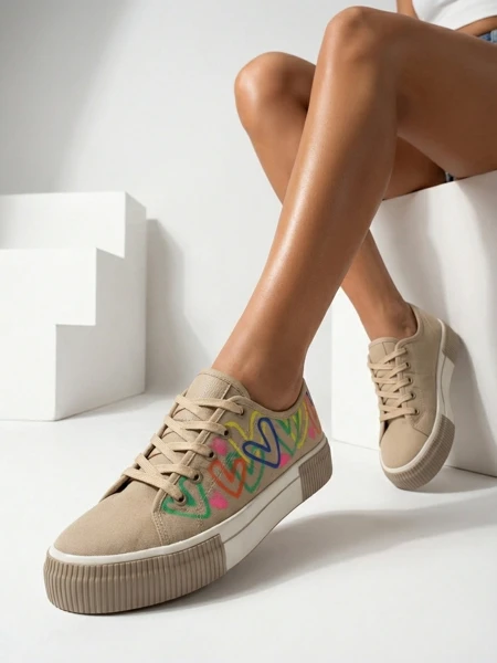 Royalfashion Damen Sneaker mit Herzdruck Sercess