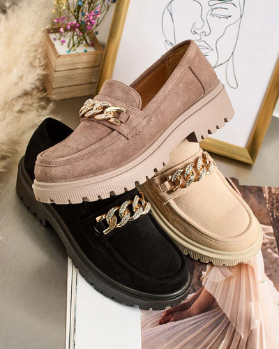 Royalfashion Damen Öko-Wildleder Mokassins mit Ornament Lehels