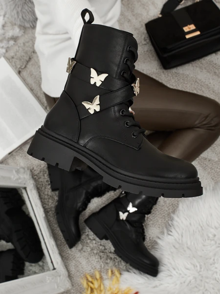 Damen Worker Boots mit Verzierungen Motill