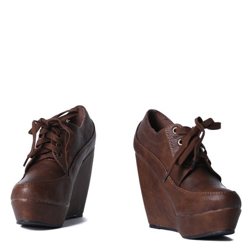 Półbuty na koturnie w kolorze khaki - Obuwie