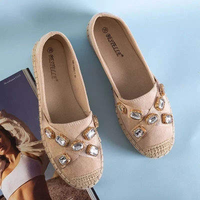OUTLET Beige Espadrilles für Damen mit Erilla-Kristallen - Schuhe