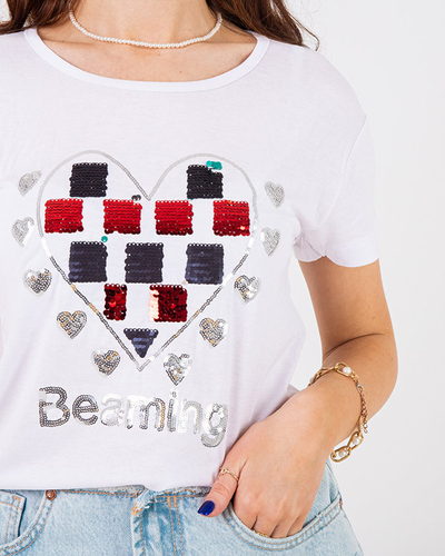 Weißes Damen-T-Shirt mit Aufdruck - Kleidung