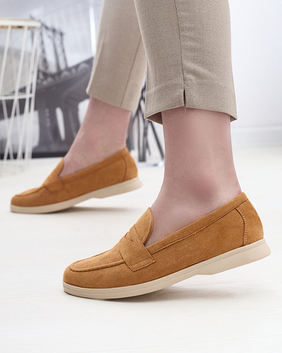 Damen Mokassins aus Öko-Wildleder in der Farbe camel Daffer- Footwear