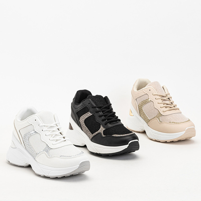 Beige Turnschuhe für Damen mit verdecktem Keilabsatz Waqsy - Footwear