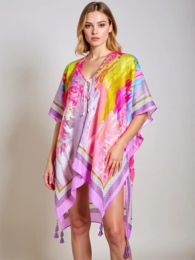 Pareo Anthea – farbenfrohes Royalfashion Strandkleid in Knielänge, Einheitsgröße