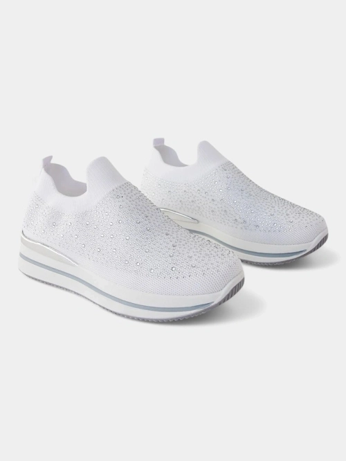 Royalfashion Жіночі тканинні спортивні туфлі без застібки з стразами Adeq