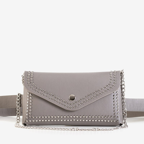 Сіра маленька сумка для нирок зі стразами - Сумочки